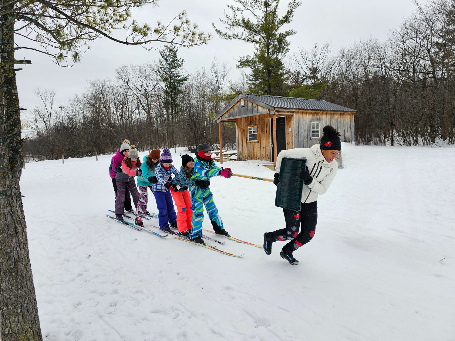 Homeschooler line make a line and get pulled by ORCC program facilitator.